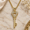Oro Laminado Pendant Necklace, Gold Filled Style key and Heart Design, with White Micro Pave, Polished, Golden Finish, 04.344.0016.20 (02 MM Thickness, 20 Inches Length)