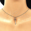 Oro Laminado Pendant Necklace, Gold Filled Style key and Heart Design, with Garnet Micro Pave, Polished, Golden Finish, 04.344.0016.1.20 (02 MM Thickness, 20 Inches Length)