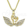 Oro Laminado Pendant Necklace, Gold Filled Style Swan Design, with White Micro Pave, Polished, Golden Finish, 04.344.0017.20 (02 MM Thickness, 20 Inches Length)