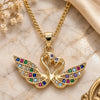Oro Laminado Pendant Necklace, Gold Filled Style Swan Design, with Multicolor Micro Pave, Polished, Golden Finish, 04.344.0017.2.20 (02 MM Thickness, 20 Inches Length)