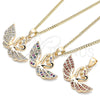 Oro Laminado Pendant Necklace, Gold Filled Style Swan Design, with Multicolor Micro Pave, Polished, Golden Finish, 04.344.0017.2.20 (02 MM Thickness, 20 Inches Length)