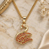 Oro Laminado Pendant Necklace, Gold Filled Style Swan Design, with Garnet Micro Pave, Polished, Golden Finish, 04.344.0018.1.20 (02 MM Thickness, 20 Inches Length)