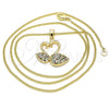 Oro Laminado Pendant Necklace, Gold Filled Style Swan Design, with Multicolor Micro Pave, Polished, Golden Finish, 04.344.0019.2.20 (02 MM Thickness, 20 Inches Length)