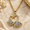 Oro Laminado Pendant Necklace, Gold Filled Style Swan Design, with Multicolor Micro Pave, Polished, Golden Finish, 04.344.0019.2.20 (02 MM Thickness, 20 Inches Length)