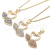 Oro Laminado Pendant Necklace, Gold Filled Style Swan Design, with Multicolor Micro Pave, Polished, Golden Finish, 04.344.0019.2.20 (02 MM Thickness, 20 Inches Length)