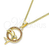 Oro Laminado Pendant Necklace, Gold Filled Style Dolphin Design, with Garnet Micro Pave, Polished, Golden Finish, 04.344.0020.1.20 (02 MM Thickness, 20 Inches Length)