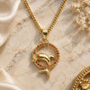 Oro Laminado Pendant Necklace, Gold Filled Style Dolphin Design, with Garnet Micro Pave, Polished, Golden Finish, 04.344.0020.1.20 (02 MM Thickness, 20 Inches Length)