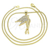 Oro Laminado Pendant Necklace, Gold Filled Style Angel Design, with White Micro Pave, Polished, Golden Finish, 04.344.0021.20 (02 MM Thickness, 20 Inches Length)