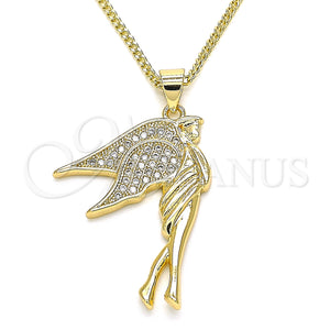 Gold Filled Necklace — Pendant Necklace Angel Design with White Micro Pave — main product view — SKU 135058 | Oro Laminado collar — Pendant Necklace Angel diseño with blanco Micro Pave — SKU 135058