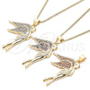 Oro Laminado Pendant Necklace, Gold Filled Style Angel Design, with White Micro Pave, Polished, Golden Finish, 04.344.0021.20 (02 MM Thickness, 20 Inches Length)