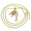 Oro Laminado Pendant Necklace, Gold Filled Style Angel Design, with Garnet Micro Pave, Polished, Golden Finish, 04.344.0021.1.20 (02 MM Thickness, 20 Inches Length)