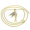 Oro Laminado Pendant Necklace, Gold Filled Style Angel Design, with Multicolor Micro Pave, Polished, Golden Finish, 04.344.0021.2.20 (02 MM Thickness, 20 Inches Length)