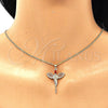 Oro Laminado Pendant Necklace, Gold Filled Style Angel Design, with Garnet Micro Pave, Polished, Golden Finish, 04.344.0022.1.20 (02 MM Thickness, 20 Inches Length)