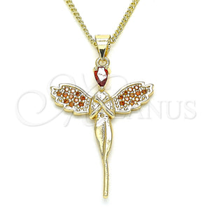 Gold Filled Necklace — Pendant Necklace Angel Design with Garnet Micro Pave — main product view — SKU 135062 | Oro Laminado collar — Pendant Necklace Angel diseño with Garnet Micro Pave — SKU 135062