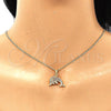 Oro Laminado Pendant Necklace, Gold Filled Style Dolphin Design, with Garnet Micro Pave, Polished, Golden Finish, 04.344.0023.1.20 (02 MM Thickness, 20 Inches Length)