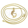 Oro Laminado Pendant Necklace, Gold Filled Style Dolphin Design, with Garnet Micro Pave, Polished, Golden Finish, 04.344.0024.1.20 (02 MM Thickness, 20 Inches Length)