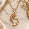 Oro Laminado Pendant Necklace, Gold Filled Style Dolphin Design, with Garnet Micro Pave, Polished, Golden Finish, 04.344.0024.1.20 (02 MM Thickness, 20 Inches Length)