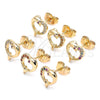 Oro Laminado Stud Earring, Gold Filled Style Heart and Dolphin Design, with Garnet Micro Pave, Polished, Golden Finish, 02.344.0063.1