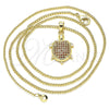 Oro Laminado Pendant Necklace, Gold Filled Style Turtle Design, with Garnet Micro Pave, Polished, Golden Finish, 04.344.0025.1.20 (02 MM Thickness, 20 Inches Length)