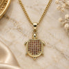 Oro Laminado Pendant Necklace, Gold Filled Style Turtle Design, with Garnet Micro Pave, Polished, Golden Finish, 04.344.0025.1.20 (02 MM Thickness, 20 Inches Length)