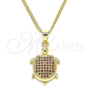Gold Filled Necklace — Pendant Necklace Turtle Design with Garnet Micro Pave — main product view — SKU 135079 | Oro Laminado collar — Pendant Necklace Turtle diseño with Garnet Micro Pave — SKU 135079