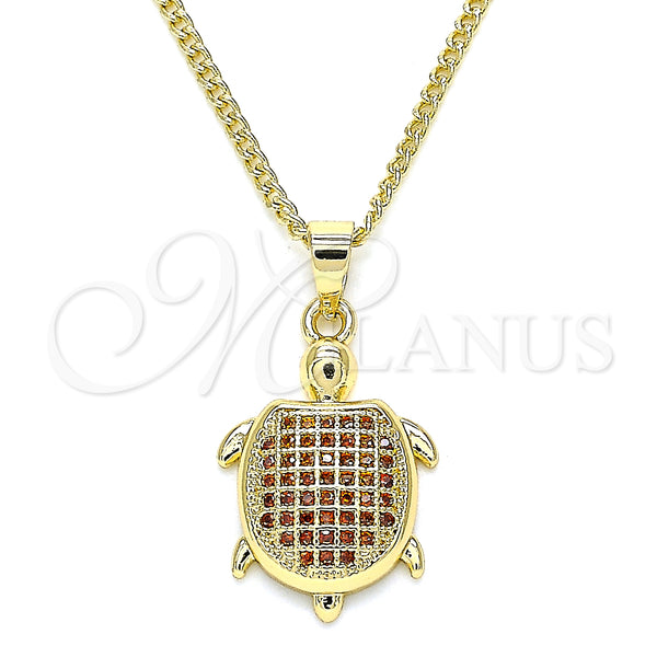 Gold Filled Necklace — Pendant Necklace Turtle Design with Garnet Micro Pave — main product view — SKU 135079 | Oro Laminado collar — Pendant Necklace Turtle diseño with Garnet Micro Pave — SKU 135079
