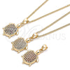 Oro Laminado Pendant Necklace, Gold Filled Style Turtle Design, with Garnet Micro Pave, Polished, Golden Finish, 04.344.0025.1.20 (02 MM Thickness, 20 Inches Length)