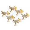 Oro Laminado Stud Earring, Gold Filled Style Dragon-Fly Design, with Garnet Micro Pave, Polished, Golden Finish, 02.344.0065.1