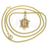 Oro Laminado Pendant Necklace, Gold Filled Style Turtle Design, with Garnet Micro Pave, Polished, Golden Finish, 04.344.0026.1.20 (02 MM Thickness, 20 Inches Length)