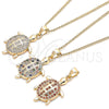 Oro Laminado Pendant Necklace, Gold Filled Style Turtle Design, with Garnet Micro Pave, Polished, Golden Finish, 04.344.0026.1.20 (02 MM Thickness, 20 Inches Length)