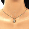 Oro Laminado Pendant Necklace, Gold Filled Style Turtle Design, with White and Garnet Micro Pave, Polished, Golden Finish, 04.344.0027.20 (02 MM Thickness, 20 Inches Length)