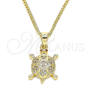 Gold Filled Necklace — Pendant Necklace Turtle Design with White and Garnet — main product view — SKU 135091 | Oro Laminado collar — Pendant Necklace Turtle diseño with blanco and Garnet — SKU 135091