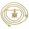 Oro Laminado Pendant Necklace, Gold Filled Style Turtle Design, with Garnet Micro Pave, Polished, Golden Finish, 04.344.0027.1.20 (02 MM Thickness, 20 Inches Length)