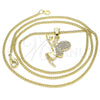Oro Laminado Pendant Necklace, Gold Filled Style Angel and Heart Design, with Multicolor Micro Pave, Polished, Golden Finish, 04.344.0028.20 (02 MM Thickness, 20 Inches Length)