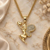Oro Laminado Pendant Necklace, Gold Filled Style Angel and Heart Design, with Multicolor Micro Pave, Polished, Golden Finish, 04.344.0028.20 (02 MM Thickness, 20 Inches Length)