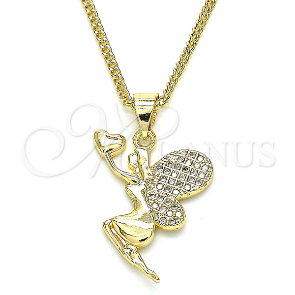 Gold Filled Necklace — Pendant Necklace Angel and Heart Design with Multicolor — main product view — SKU 135094 | Oro Laminado collar — Pendant Necklace Angel and corazón diseño with Multicolor — SKU 135094