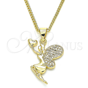 Gold Filled Necklace — Pendant Necklace Angel and Heart Design with Multicolor — main product view — SKU 135094 | Oro Laminado collar — Pendant Necklace Angel and corazón diseño with Multicolor — SKU 135094