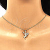 Oro Laminado Pendant Necklace, Gold Filled Style Angel and Heart Design, with Garnet Micro Pave, Polished, Golden Finish, 04.344.0028.1.20 (02 MM Thickness, 20 Inches Length)