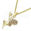 Oro Laminado Pendant Necklace, Gold Filled Style Angel and Heart Design, with Garnet Micro Pave, Polished, Golden Finish, 04.344.0028.1.20 (02 MM Thickness, 20 Inches Length)