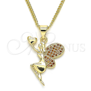 Gold Filled Necklace — Pendant Necklace Angel and Heart Design with Garnet — main product view — SKU 135095 | Oro Laminado collar — Pendant Necklace Angel and corazón diseño with Garnet — SKU 135095