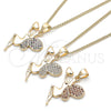 Oro Laminado Pendant Necklace, Gold Filled Style Angel and Heart Design, with Garnet Micro Pave, Polished, Golden Finish, 04.344.0028.1.20 (02 MM Thickness, 20 Inches Length)