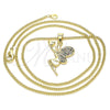 Oro Laminado Pendant Necklace, Gold Filled Style Angel and Heart Design, with Multicolor Micro Pave, Polished, Golden Finish, 04.344.0028.2.20 (02 MM Thickness, 20 Inches Length)