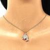 Oro Laminado Pendant Necklace, Gold Filled Style Dolphin Design, with White and Sapphire Blue Micro Pave, Polished, Golden Finish, 04.344.0030.20 (02 MM Thickness, 20 Inches Length)
