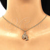 Oro Laminado Pendant Necklace, Gold Filled Style Dolphin Design, with Garnet Micro Pave, Polished, Golden Finish, 04.344.0030.1.20 (02 MM Thickness, 20 Inches Length)