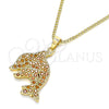 Oro Laminado Pendant Necklace, Gold Filled Style Dolphin Design, with Garnet Micro Pave, Polished, Golden Finish, 04.344.0030.1.20 (02 MM Thickness, 20 Inches Length)