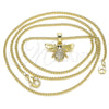 Oro Laminado Pendant Necklace, Gold Filled Style Bee Design, with White and Black Micro Pave, Polished, Golden Finish, 04.344.0031.20 (02 MM Thickness, 20 Inches Length)