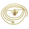 Oro Laminado Pendant Necklace, Gold Filled Style Bee Design, with Garnet Micro Pave, Polished, Golden Finish, 04.344.0031.1.20 (02 MM Thickness, 20 Inches Length)
