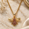 Oro Laminado Pendant Necklace, Gold Filled Style Bee Design, with Garnet Micro Pave, Polished, Golden Finish, 04.344.0031.1.20 (02 MM Thickness, 20 Inches Length)
