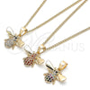 Oro Laminado Pendant Necklace, Gold Filled Style Bee Design, with Garnet Micro Pave, Polished, Golden Finish, 04.344.0031.1.20 (02 MM Thickness, 20 Inches Length)