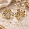 Oro Laminado Stud Earring, Gold Filled Style Angel Design, with White Cubic Zirconia, Polished, Golden Finish, 02.210.0418